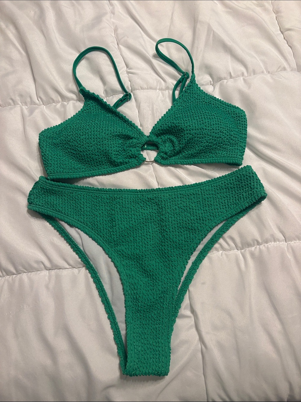 Textured Shein Green Two-Piece Bikini Set
